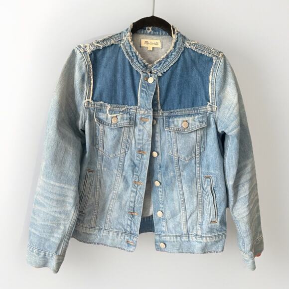 MADEWELL Western Denim Jacket Thunder Cloud G2083 Distressed Fitted sz L $128 - Picture 1 of 6